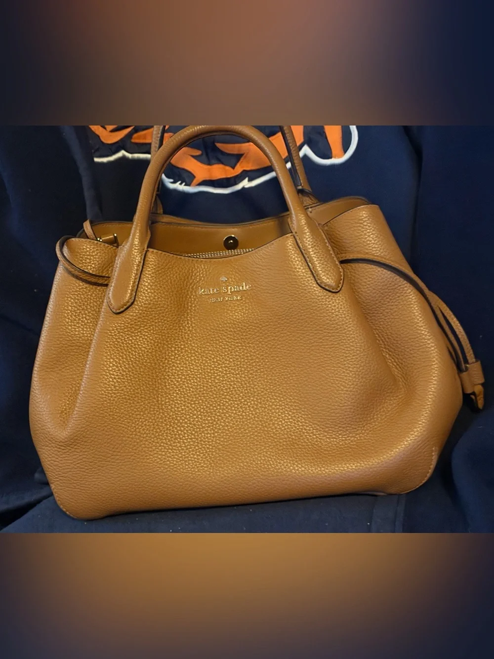 kate spade Pebbled Leather Satchel in Cognac Brown